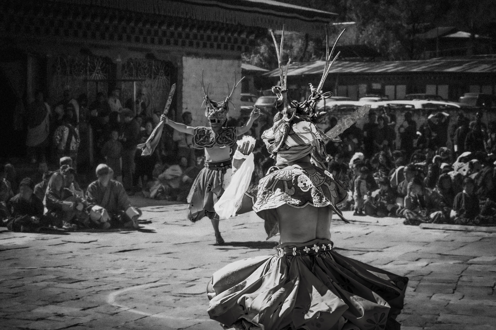 Jambay Lhakhang Drup Festival, Bumthang Valley, Bhutan (photo Oct. 26, 2018) "Shacham" Dance of Four Stags.