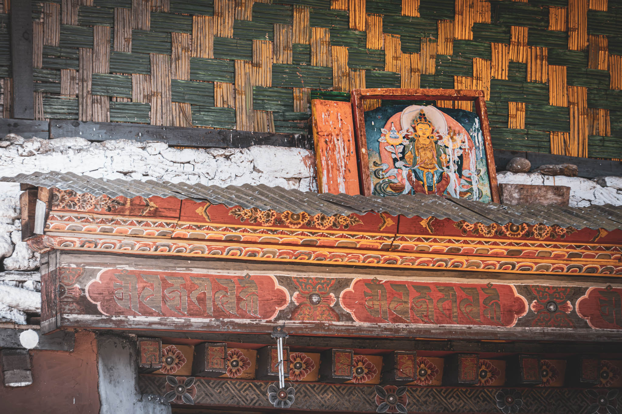 Jambay Lhakhang, Bumthang Valley, Bhutan, orig. 659 AD (photo Oct. 26, 2018) courtyard detail.