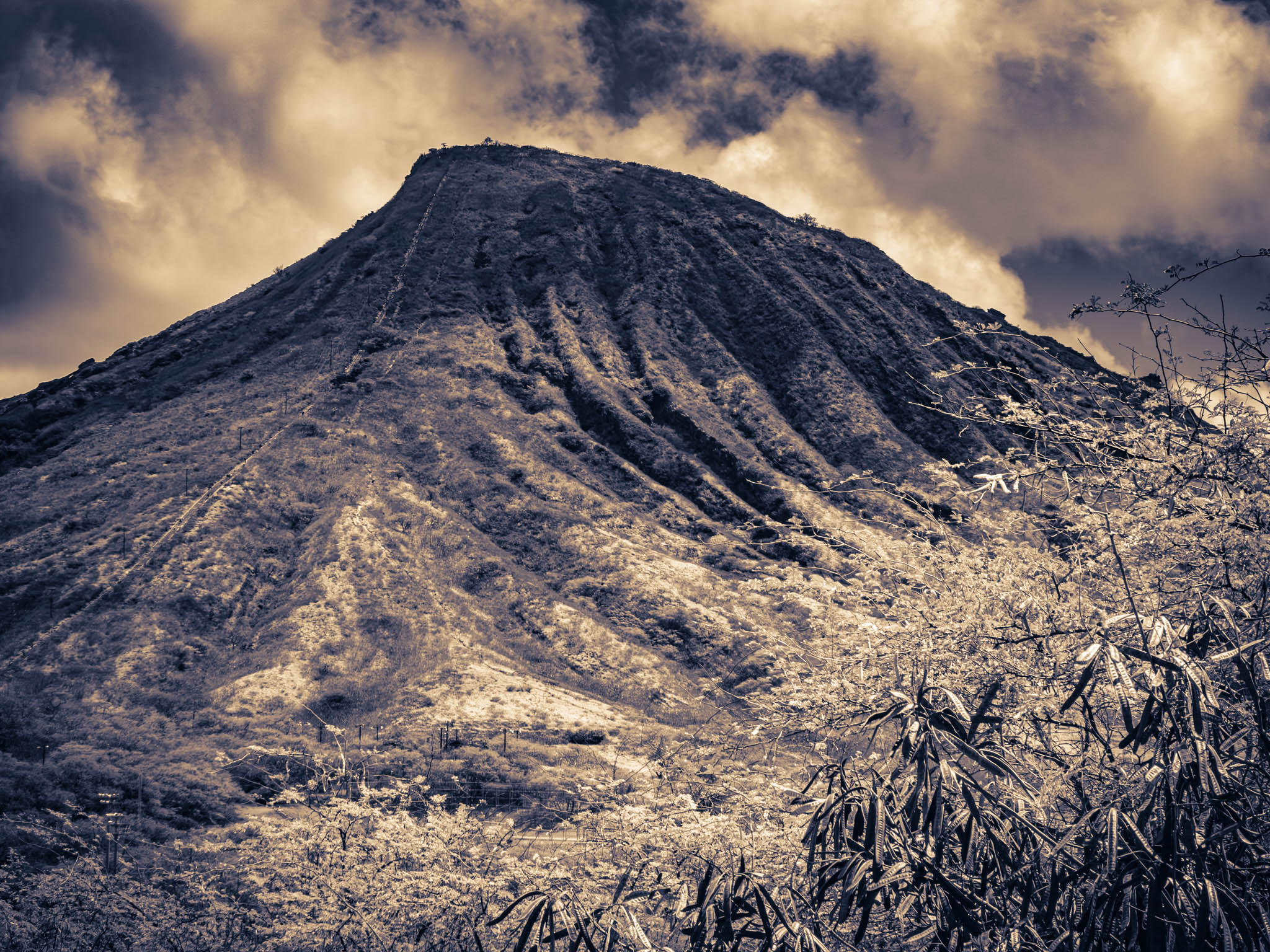 Koko Crater, Oahu Island (photo 15 August 2021), from Hawai'i Kai Lookout, Kalanianaʻole Highway.