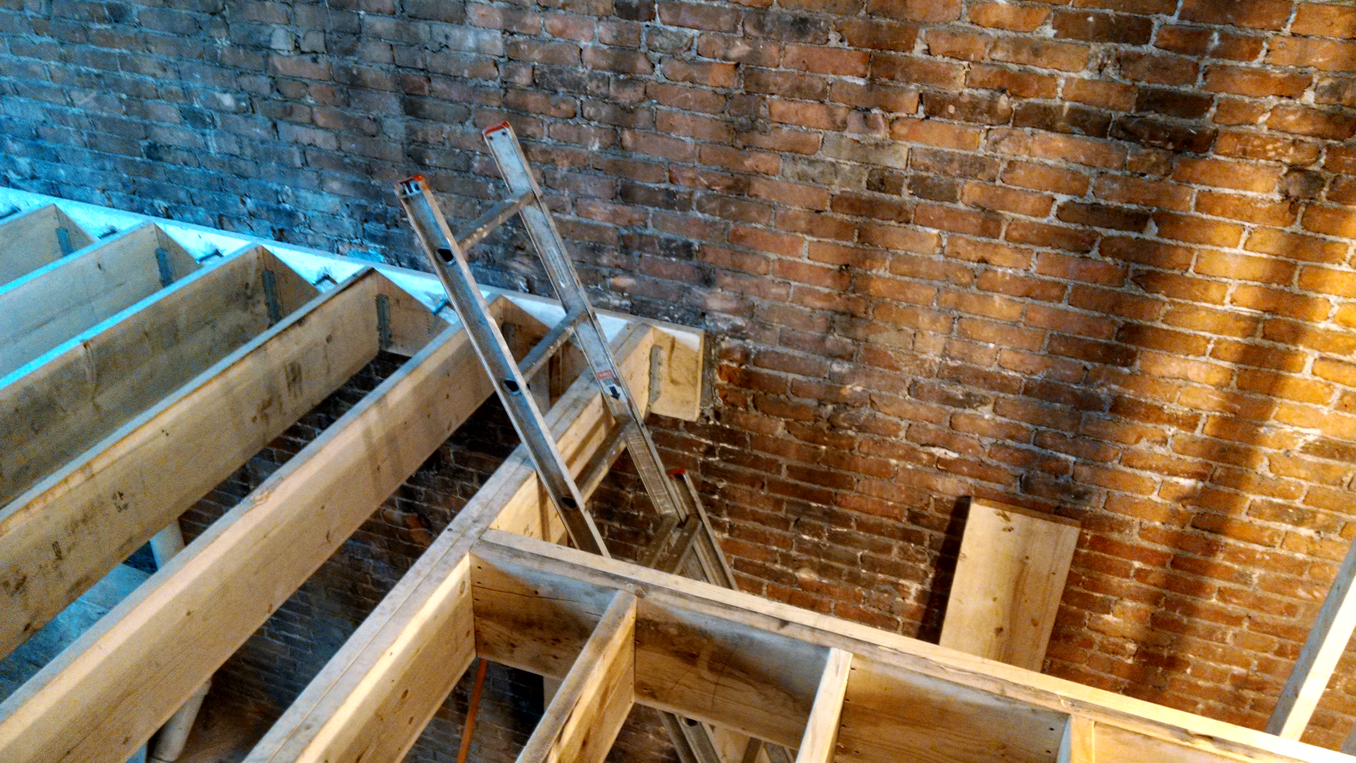 2014-04-04 new floor joists, street level - click to go to Construction Photos album